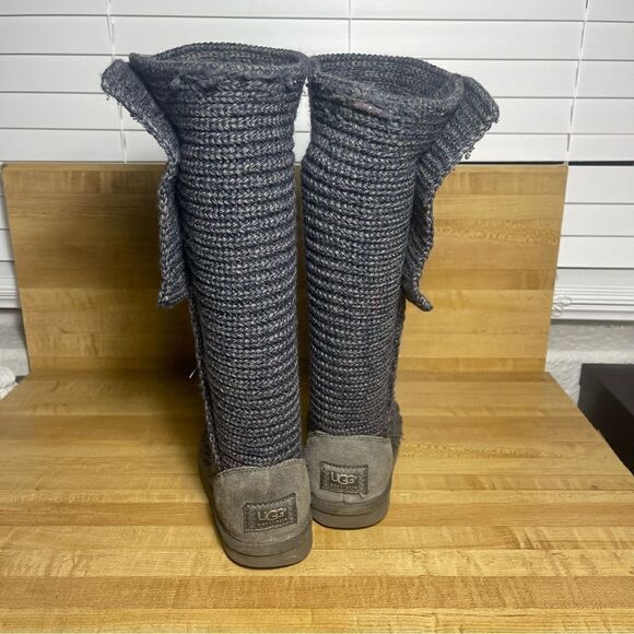 UGG Australia Women's Size 6 US Cardy Classic Knit Tall Navy Sweater Boots 5819 - Picture 4 of 9